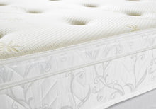 Memory Plus Pocket mattress border with floral scroll jacquard and white piping