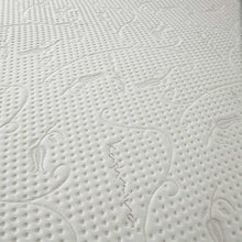 Close-up of the leaf jacquard knitted cover on the Percy memory foam mattress