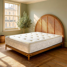 Carter & Lewis Memory Plus hand-tufted memory foam mattress on a cane arch headboard bed in a Georgian bedroom